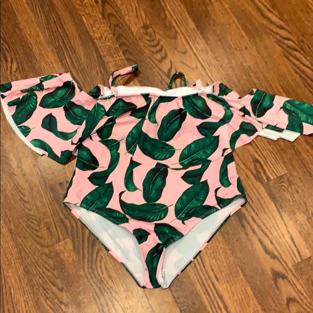 Palm leaf bathing suit